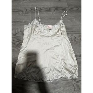 La Fiore Vintage Women's Lace Cami Top Sleeveless Lingerie Tank Top in Ivory Med